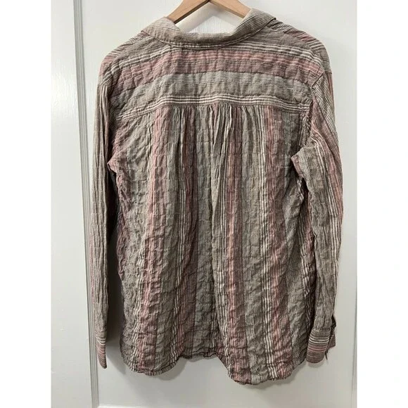 Free People Women's Oversized High Tide Shirt Pink Sands Stripe Size XS - Picture 2 of 9